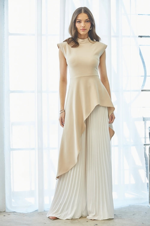 Elegancia Sculpted Style  Top & Pleated Pant Set