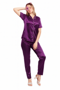 Salmon Silk-Look Pajamas Night Suit-Purple(Size-3XL)